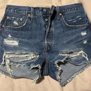 Levi's Ripped Blue Jean Shorts